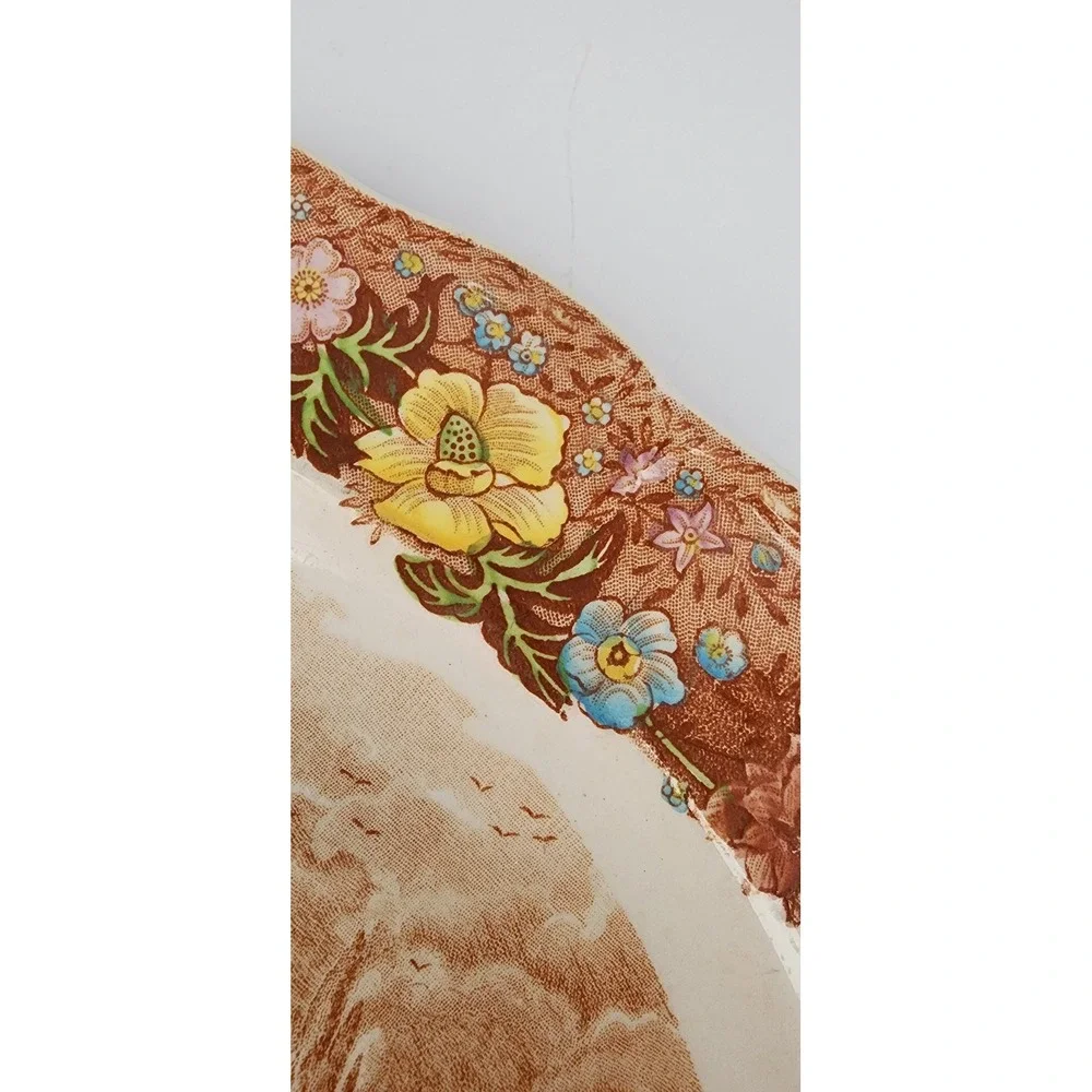 Palissy Oval Platter Thames River Scenes Datchet Bridge Bucks Brown Floral Multi